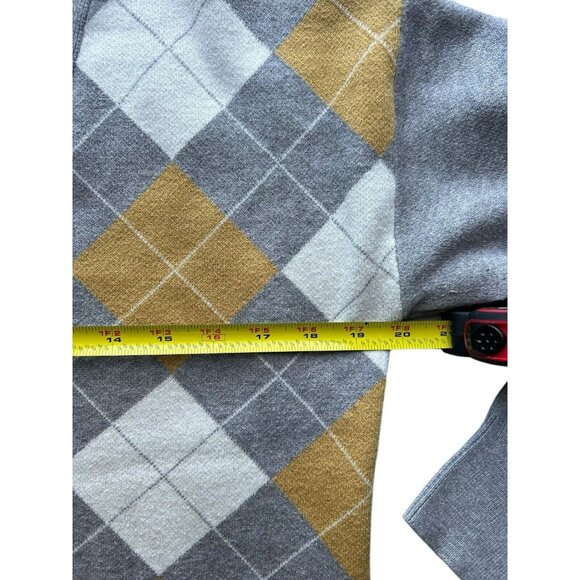 Willow & Wind Argyle Sweater Women’s XL 1X Gray Yellow Cardigan Academia Preppy - Picture 6 of 8